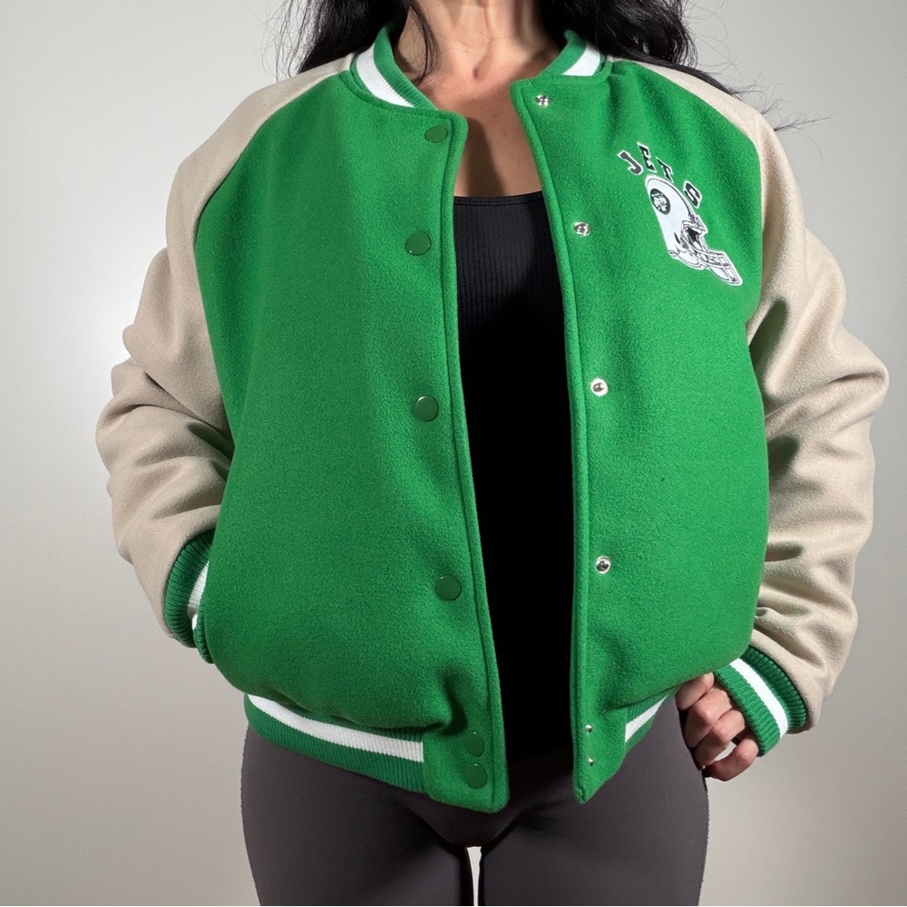 Vintage Green and Tan Women's Varsity Jacket NY Jets NFL Brand New with tags